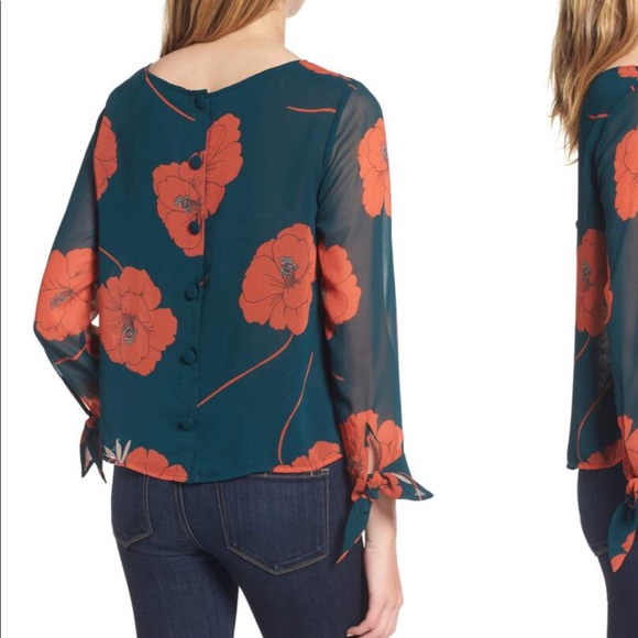 Cupcakes and cashmere josette tie wrist blouse xs - Picture 2 of 8